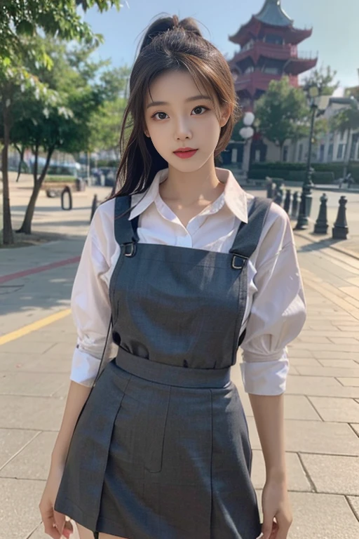 1 Girl,seaside,Soft Light,Chinese Beauty,Suspender Skirt