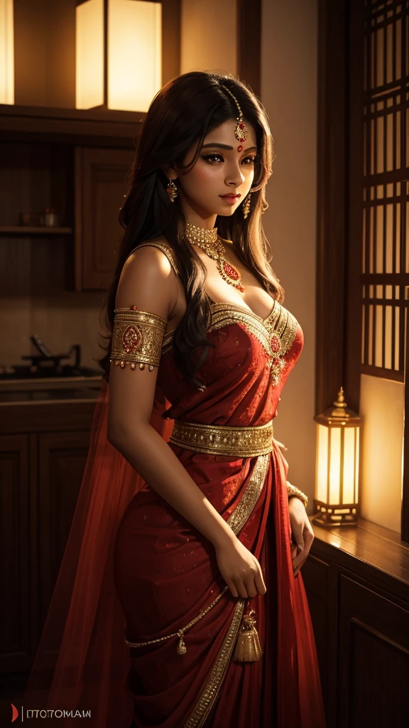 A beautiful Bangladeshi woman in a traditional sharee, elegant and sensual, engaged in intimate encounter, photorealistic, high quality, highly detailed, vivid colors, cinematic lighting, dramatic composition