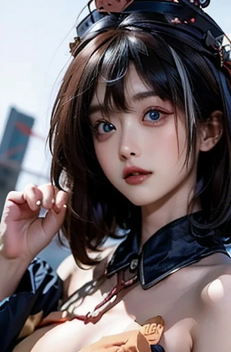(Qing Guan Mao:1.3),Have,(red gemstone:1.2),White Background,Simple Background,(gem:1.2),Haa、I agree,(Striped Hair:1.4),Floating Paper,Zombie Fairy,(Multicolored Hair:1.3),(blue eyes:1.2),Exposing shoulders,, Highest quality , masterpiece, figure, Very delicate and beautiful, Very detailed ,CG,Unity,8k wallpaper, wonderful, In detail, masterpiece, Highest quality,Official Art,Very detailed CG Unity 8k wallpaper,Absurd, incredibly Absurd, Large file size , Very detailed, High resolution, Very detailed,Beautiful detailed, Very detailed eyes and face, Beautiful attention to detail,Light on the face, Shen, Jiangshi