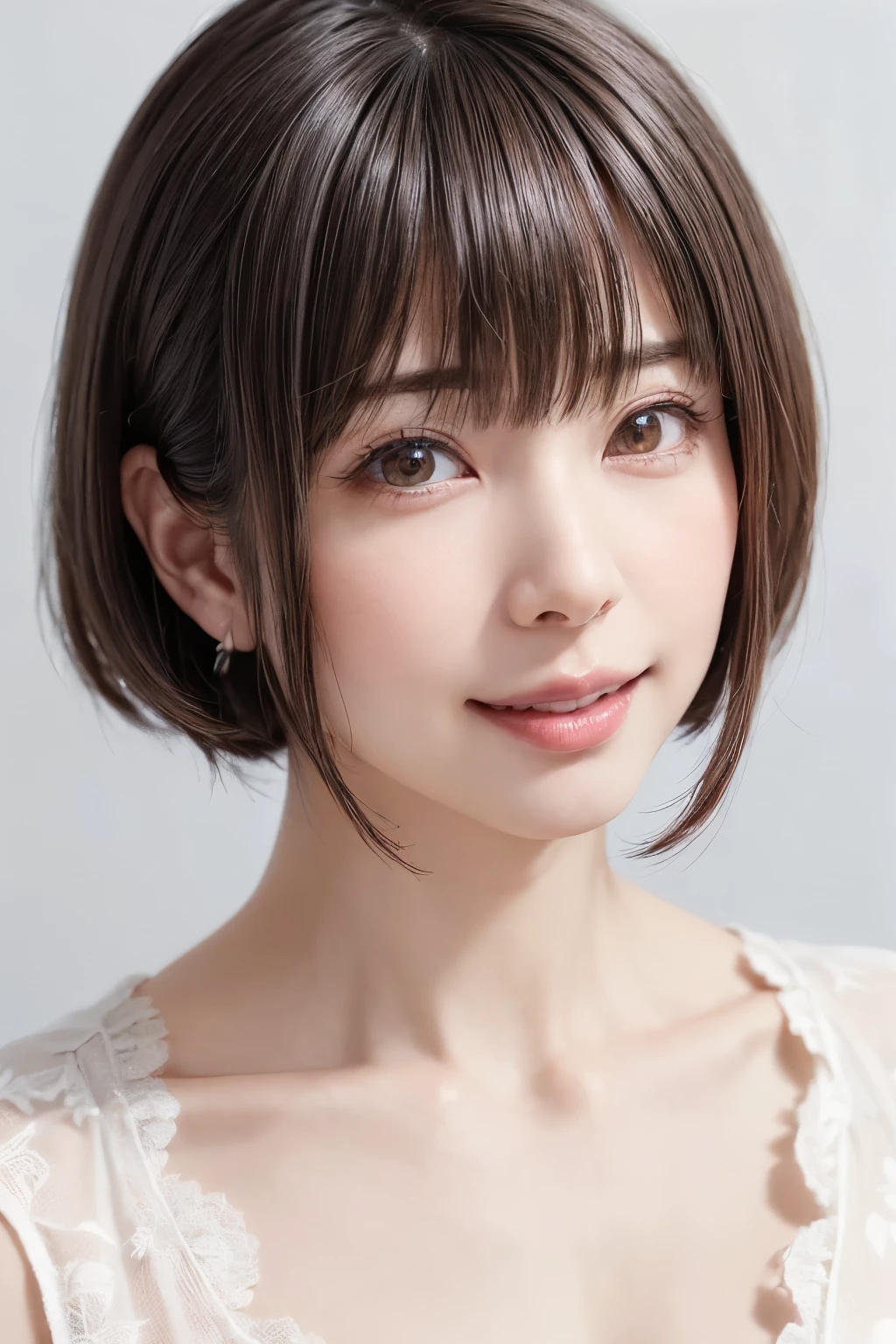 (software:1.8、masterpiece, Highest quality),1 person, alone, hyper Realistic, Realistic,Realistic, Looking at the audience, Light brown eyes:1.4,Brunette Short Bob Hair with highly detailed shiny hair, Brightly colored winter clothes, Lepangas:1.4), Outdoor, Mouth closed, Upper Body、big chest eye、eyelash、{Hugeな|big chest|Hugeなな|Mega} whole :2, chestの谷間:2、(((big chest eye、Short Bob Hair、Highlights from Students、Looking at the audience、She is very beautiful and cute、Show me your ears、Long neck、smile、Close your mouth and smile、Bangs and beautiful teeth)))、Ideal body type、（Nothing is drawn、A very beautiful pure white background:1.6）、美しいLong neck:1.4、(({Huge|big|Hugeな|Mega} chest, chestの谷間:2、Upper Bodyは服を着ていない:1.6))、(((Portraiture:2)))、Perfect Anatomy