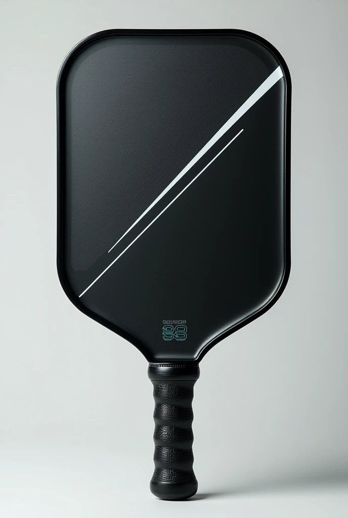 Design a pickleball paddle suited for players aged 30-50, focusing on durability and precision. The paddle should have a robust and resilient build, with a sleek, professional appearance. Use high-quality materials like carbon fiber or composite for strength and longevity. Incorporate a refined design with an ergonomic handle that ensures a comfortable grip and optimal control. The paddle face should feature advanced texture and pattern for enhanced accuracy and performance. Opt for a color palette that includes classic, muted tones with subtle, high-tech accents to reflect its premium and reliable nature