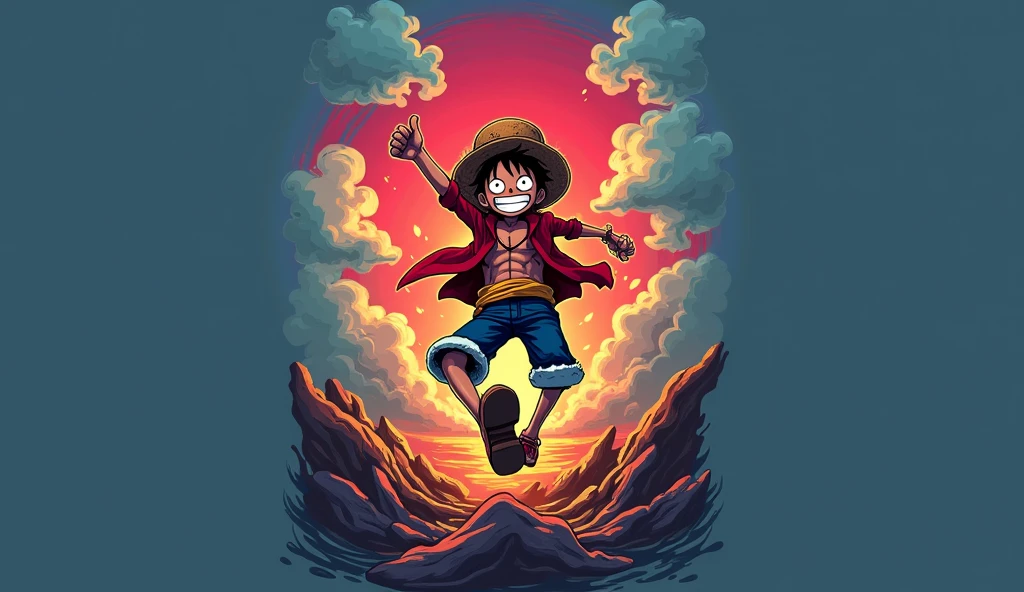 Generates an image of Luffy looking energetic. 4K