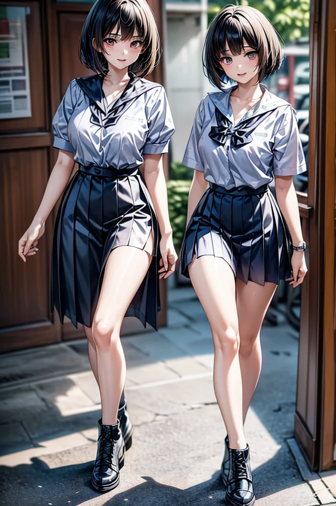 Anime style High school students wearing Thai school uniforms
Stand out and have a unique aura. Think of a confident girl walking on the runway, but still maintaining her youthfulness.

Distinctive features
Body shape:
Slender and tall, or with proportionate curves
Broad shoulders, strong
Slender legs, walk confidently
Face:
Thick eyebrows, sharp eyes, may have a few freckles to add charm
High nose, full lips
Shoulder-length hair or long, straight hair, or may dye your hair in a dark tone to add coolness
Dressing style:
Like branded clothes or clothes that look designed
Oversized T-shirts, ripped jeans or short skirts
Sneakers or leather boots
A few accessories, but look expensive, such as watches, chains or rings
Posture:
Walk confidently, hands in pockets or crossed behind the back
Look straight ahead, do not look down
Posture looks relaxed, not tense