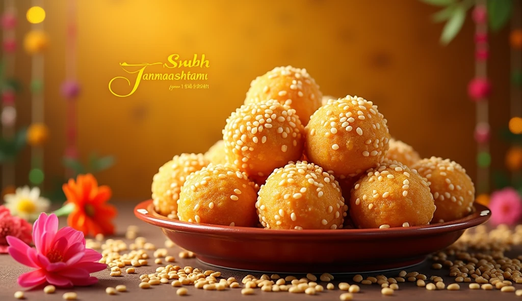 1. _Bright Colors_: Use vibrant and festive colors like golden, brown, or white to grab attention.
2. _Texture_: Showcase the texture of the sesame balls clearly, making them look fresh and appetizing.
3. _Janmashtami Symbols_: Incorporate Janmashtami-related symbols like Krishna's image, flowers, or sweet-related icons.
4. _Text and Font_: Write "Shubh Janmashtami" or "Til er Nadu" in a beautiful, clear font.
5. _Extra Elements_: Add creative elements like a kirtan background, dhania leaves image, or other ideas you have.
6. _Thumbnail Size_: Ensure your thumbnail is in the 3464 x 1949 pixel resolution (or 16:9 aspect ratio) for optimal display on various platforms.
7. _Thumbnail Name_: Use a descriptive and attention-grabbing name like (Shubh Janmashtami Special Til er Nadu).