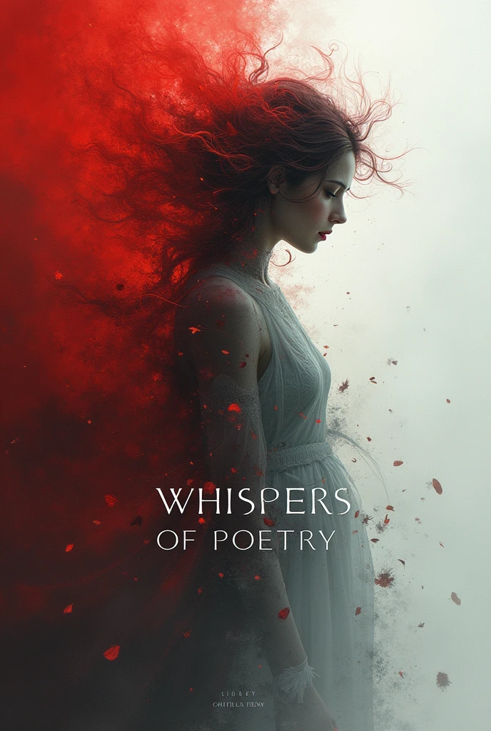 whispers of poetry its a title i want it to be the other side of the cover for my book with two colors red and white with the title write on the picture 