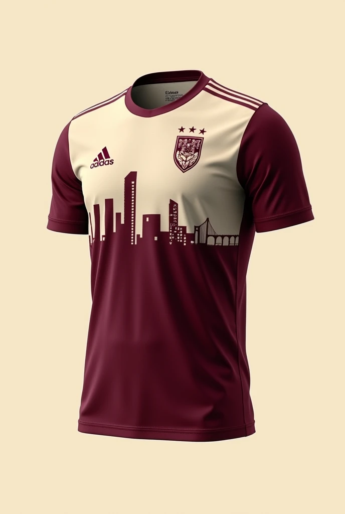 Generates a civil engineering sports shirt with maroon and cream colors from the adidas brand