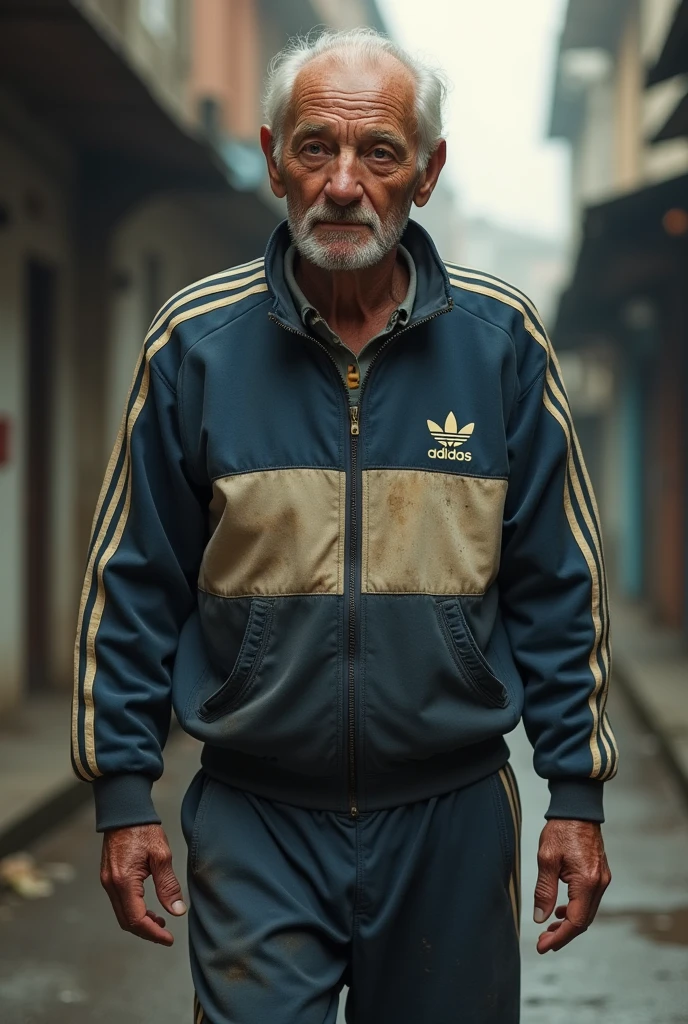 An old man in adidas suit
