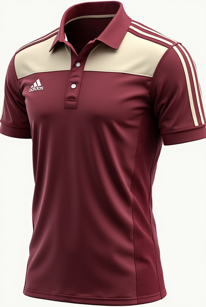 Generates a civil engineering sports shirt with maroon and cream colors from the adidas brand in another model