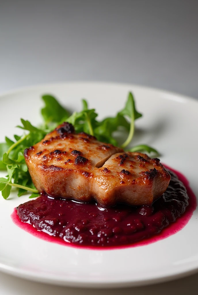 1.roast duck & cherry sauce expuma & rocket salad with beetroot purée