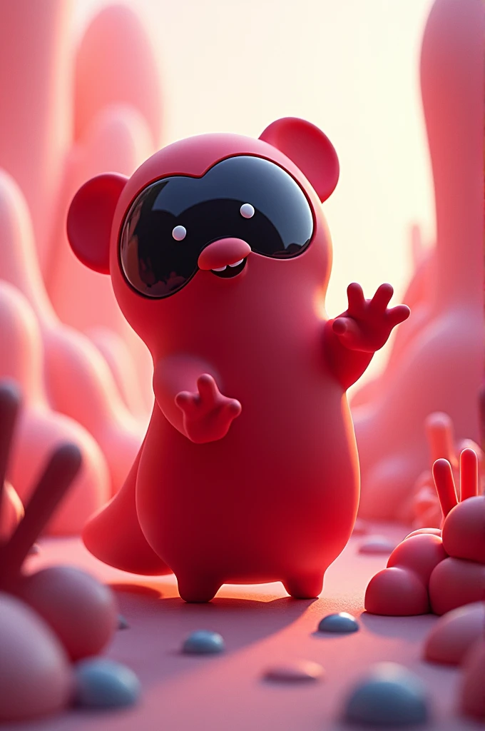 Can you create me an graphic 3d illustration that includes the words OlisGaming or just olis and have an part of slime rancher, can be anything with the colour scheme of red, black and white