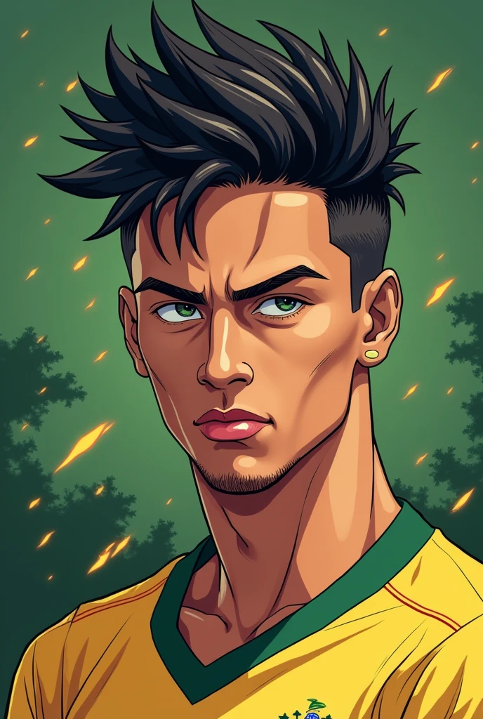 make a cool neymar junior anime style cool profile pic for facebook in green theme