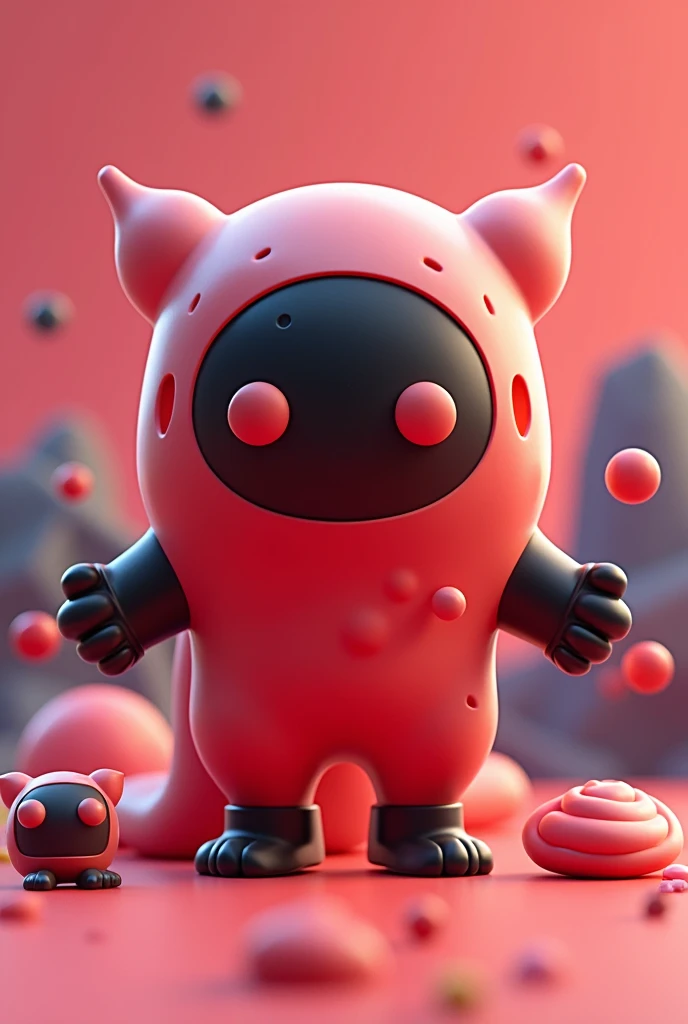 Can you create me an graphic 3d illustration that includes the words OlisGaming or just olis and have an part of slime rancher, can be anything with the colour scheme of red, black and white