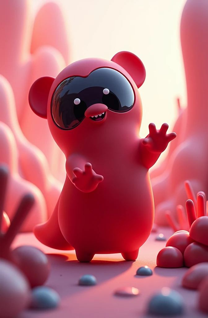 Can you create me an graphic 3d illustration that includes the words OlisGaming or just olis and have an part of slime rancher, can be anything with the colour scheme of red, black and white