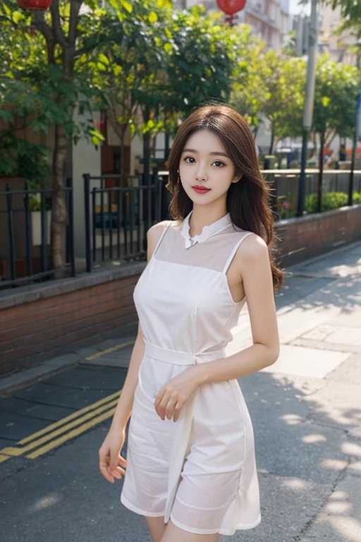 1 Girl,seaside,Soft Light,Chinese Beauty,Suspender dress