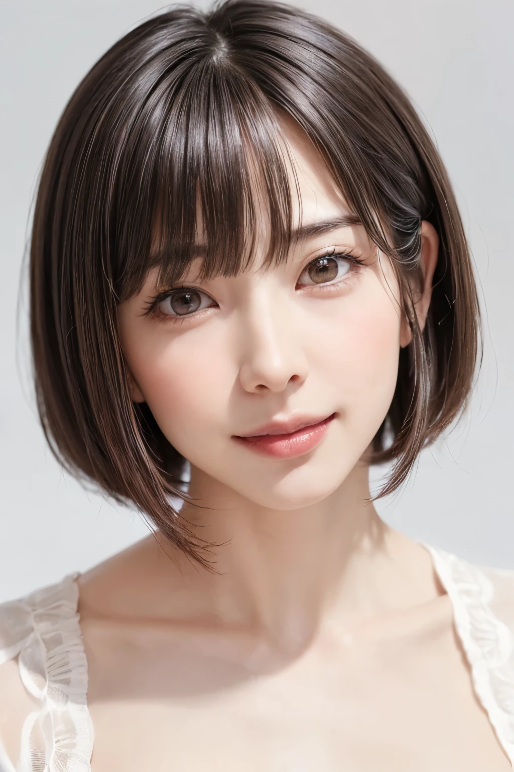 (software:1.8、masterpiece, Highest quality),1 person, alone, hyper Realistic, Realistic,Realistic, Looking at the audience, Light brown eyes:1.4,Brunette Short Bob Hair with highly detailed shiny hair, Brightly colored winter clothes, Lepangas:1.4), Outdoor, Mouth closed, Upper Body、big chest eye、eyelash、{Hugeな|big chest|Hugeなな|Mega} whole :2, chestの谷間:2、(((big chest eye、Short Bob Hair、Highlights from Students、Looking at the audience、She is very beautiful and cute、Show me your ears、Long neck、smile、Close your mouth and smile、Bangs and beautiful teeth)))、Ideal body type、(Nothing is drawn、A very beautiful pure white background:1.6)、美しいLong neck:1.4、(({Huge|big|Hugeな|Mega} chest, chestの谷間:2、Upper Bodyは服を着ていない:1.6))、(((Portraiture:2)))、Perfect Anatomy