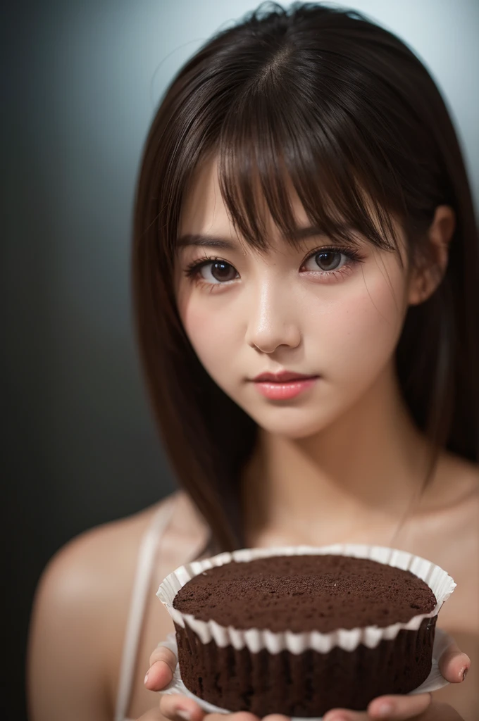 Cinematic Film Still Chocolate、Chocolate cake、Dark background、High quality photos、Wet Texture、Frosting、Studio Photo、slice。Shallow depth of field、Vignette、high detail、High budget、Bokeh、CinemaScope、Moody、grow、gorgeous、Film Grain、granular。