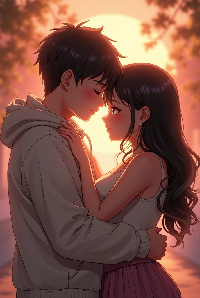 Teenage couple ，Manga style，They're chubby and hugging，cute cute，Glow effect，Dindal effect，Depth of written boundary，highlight，Real Light，Ray Tracing，OC Rendering，Ultra-realistic，Highest quality，8k，Masterpieces，Ultra-fine，More about pubic hair，Correct Anatomy，Sharp focus on the eyes，Bokeh，The facial features are carefully drawn