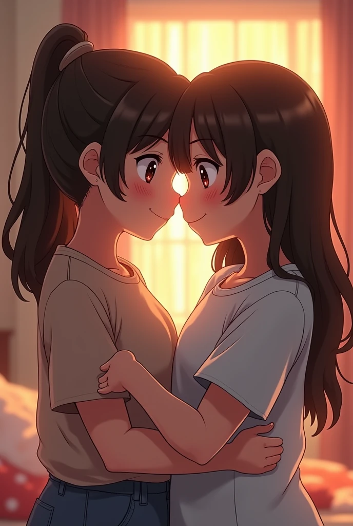 age couple ,Manga style,They're chubby and hugging,cute cute,Glow effect,Dindal effect,Depth of written boundary,highlight,Real Light,Ray Tracing,OC Rendering,Ultra-realistic,Highest quality,8k,Masterpieces,Ultra-fine,More about pubic hair,Correct Anatomy,Sharp focus on the eyes,Bokeh,The facial features are carefully drawn