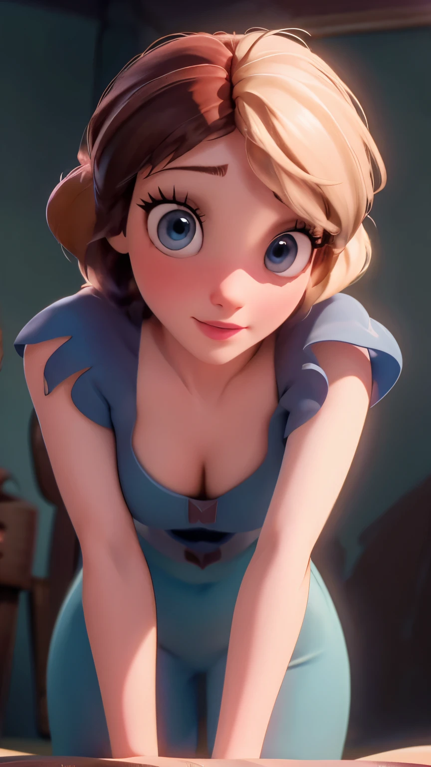 Elsa, (perky breasts), (((small breasts))), smirk:1.2, beautiful blue eyes, (perfect iris’s), depth of colour to her eyes, blonde hair, long hair, braid, full lips, blush, naked, she is showing her vagina, depth of field, bokeh, (special attention to skin detail: 1.2), masterpiece, best quality, ultra-detailed, ultra-HD, photorealistic, cinematic, ((mid camera shot)), sensual pose, alluring, nipples:1.4, looking up at camera, closeup on her face, her cheeks are blushed, 2, she is on her knees, eye contact:1.4, high angle:1.5, ((closeup on face)), perfect face, (((visible breasts))) bokeh everything other than her perfect face, location is Arendelle in winter, ice castle