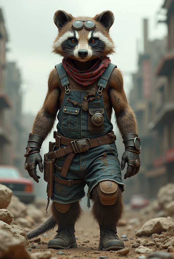 Badger humanoid punk Overalls apocalypse