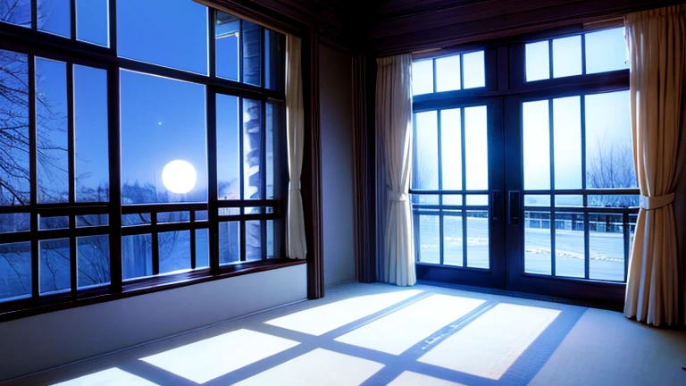 A room bathed in pale moonlight、Double bet、Stylish room、There is no one here