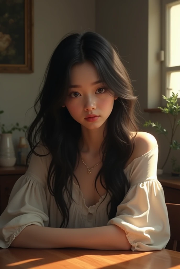 A young woman with long black hair sits at a table., 2 7 years, 22 years old, 2 8 years, 2 , Age 2 9 years, 2, 2, Delicious, 1 8 is, 2 5 yo, 3 , 2 0, 20 yo