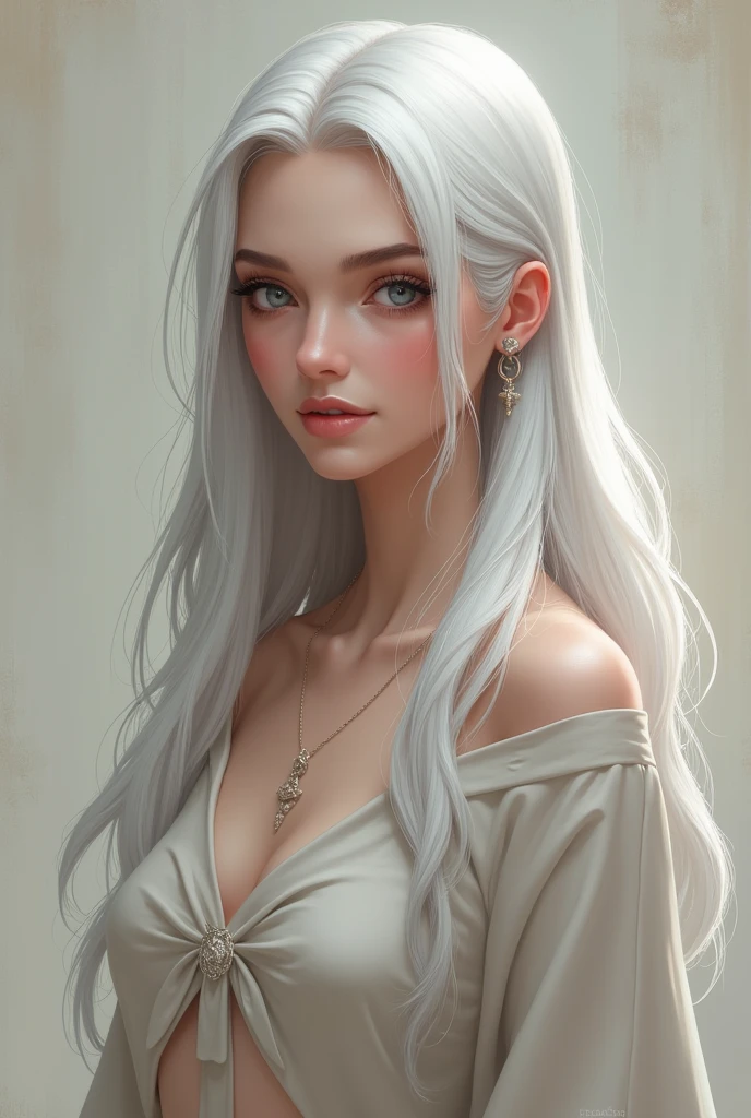 Kiana Kaslana, beautiful long silver white hair, wearing calm clothes