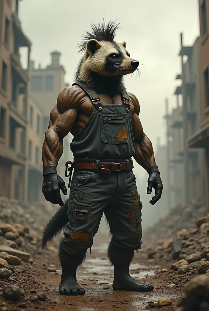 Badger humanoid Overalls mohawk apocalypse