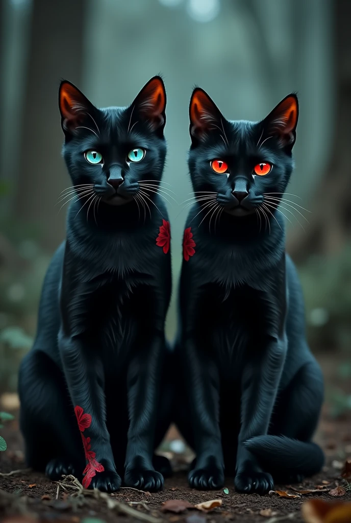 Hot Black cats with blue- red eyes and crimson red and green tail sticker