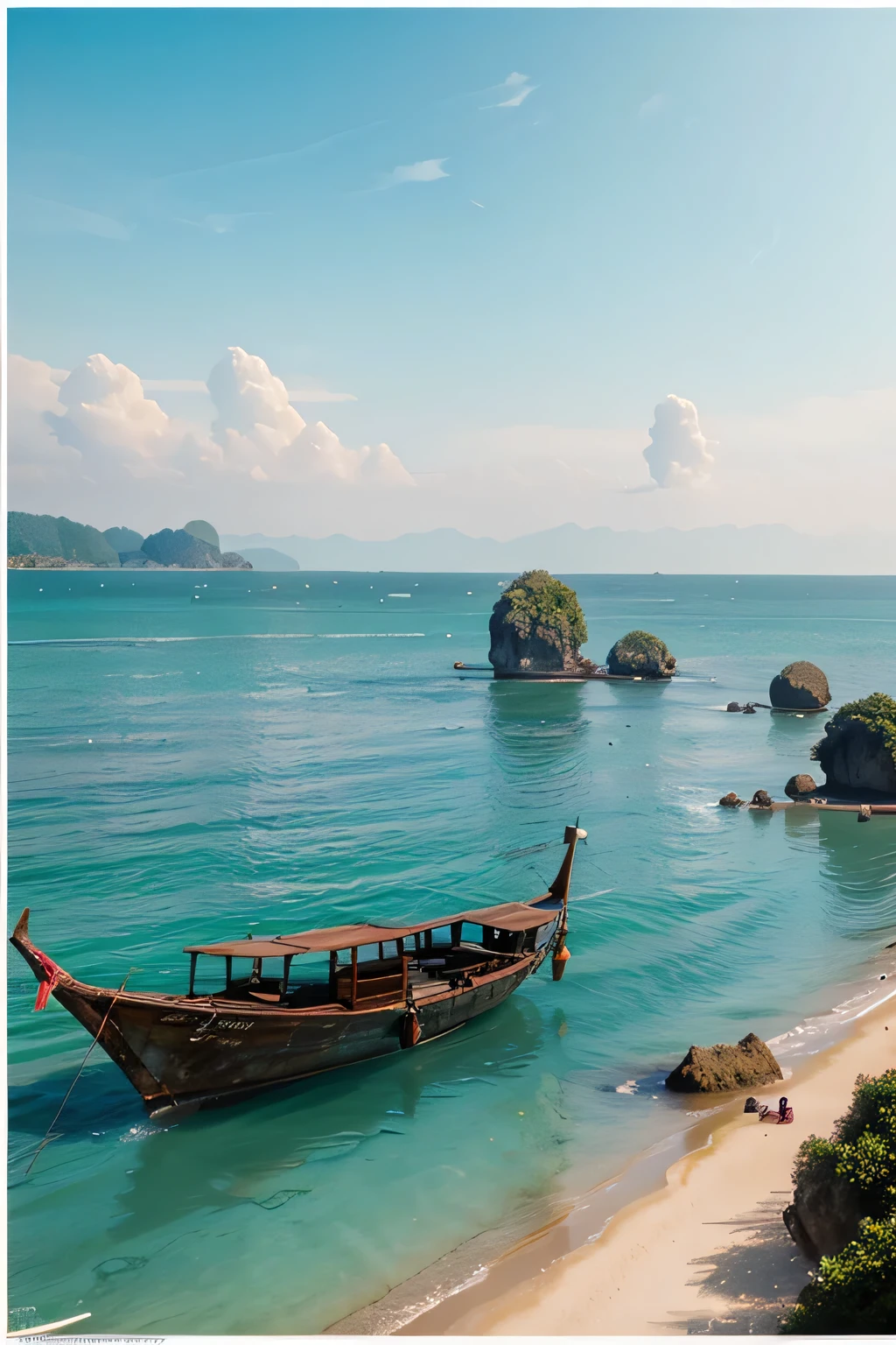 Art sea view,watercolor,sea style of thailand