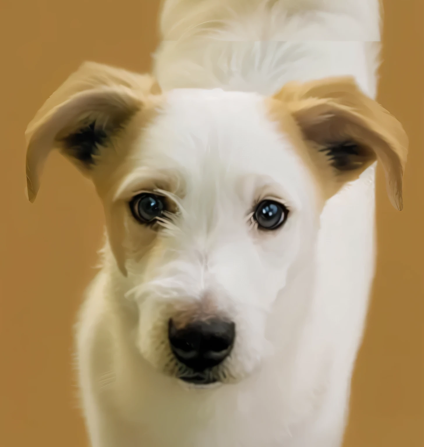 a very cute furry dog, hairs drawn like cartoon, perfectly drawn eyes, eyes like a cartoon drawing, beautiful eyes, perfect eyes, she is very happy, she is smiling, the image is very detailed