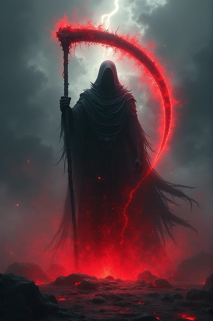 Make a man with red rays on his body and with a scythe thanks👍