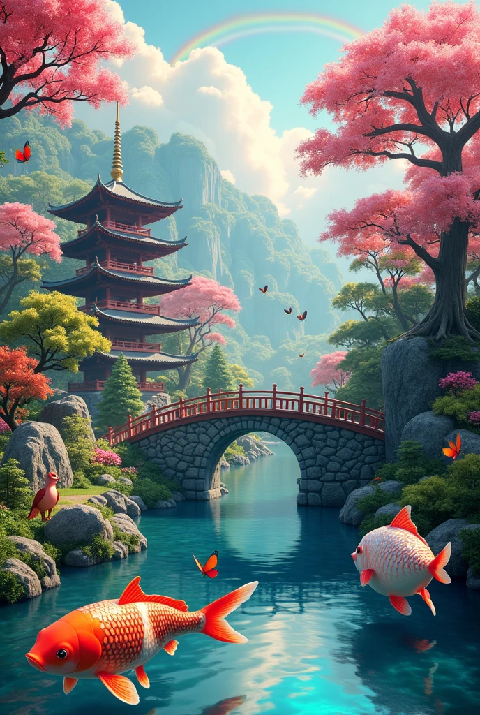 Japanese style、garden、Rainbow colors