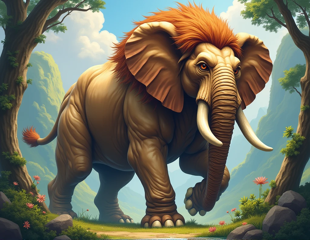 a mix between a lion and an elephant