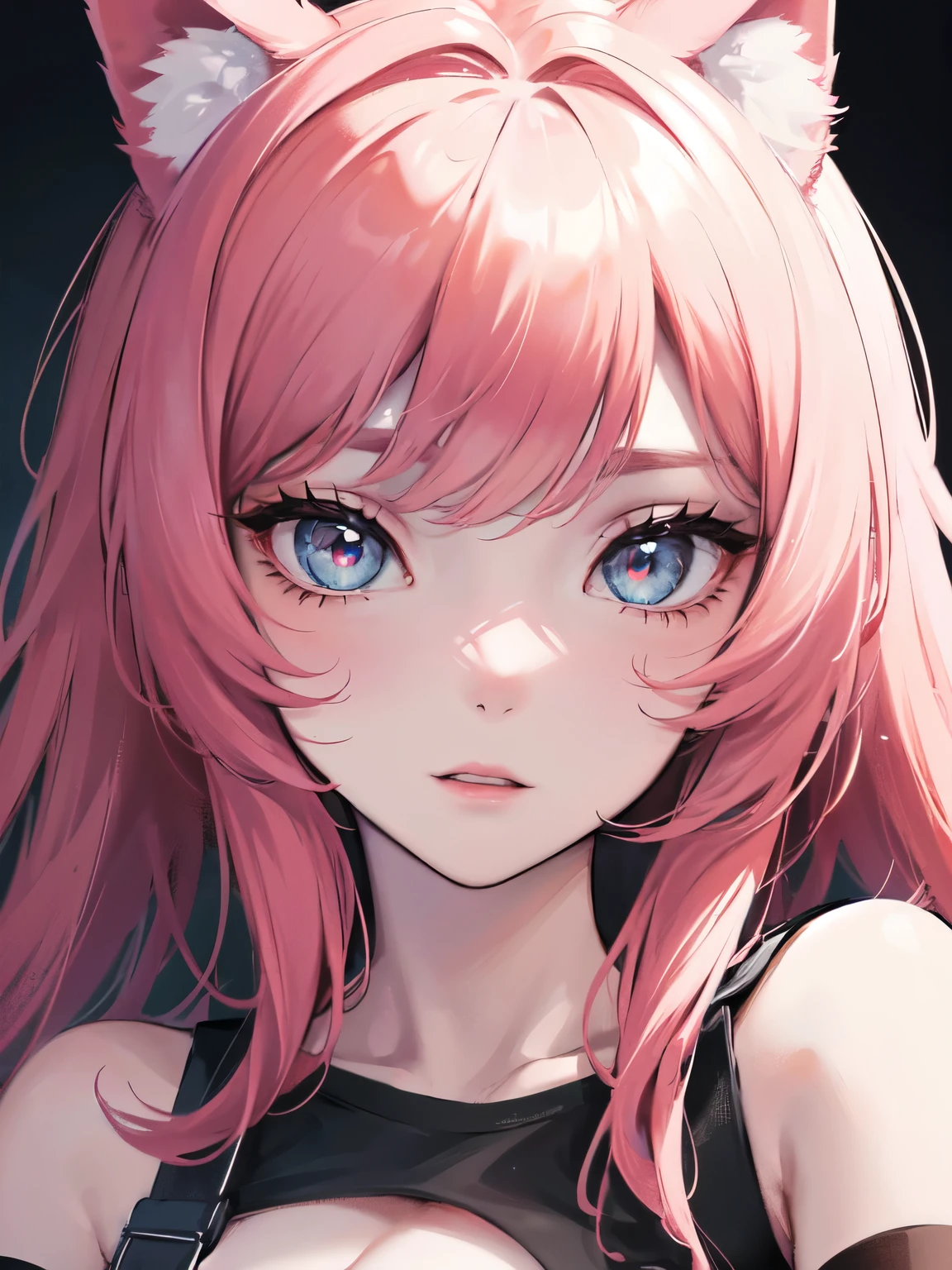 girl with cat ears and cat tail, white stockings, black t-shirt, line art style, (best quality,4k,8k,highres,masterpiece:1.2),,studio lighting,ultra-fine painting,,detailed face,beautiful anatomy,