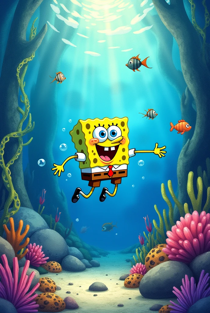 spongebob under the sea, Watercolor colors
