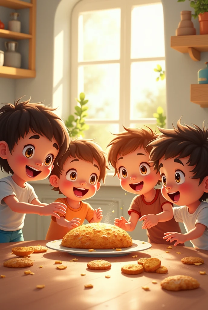 Hen children see a snack