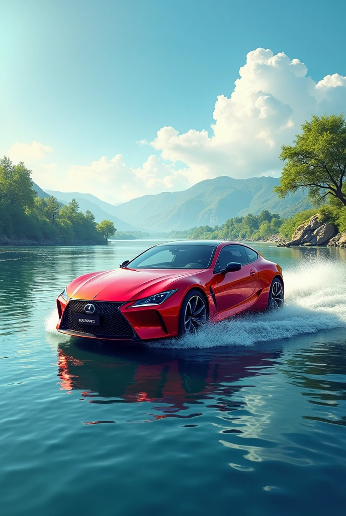 A car in red in Pakistan's river indus