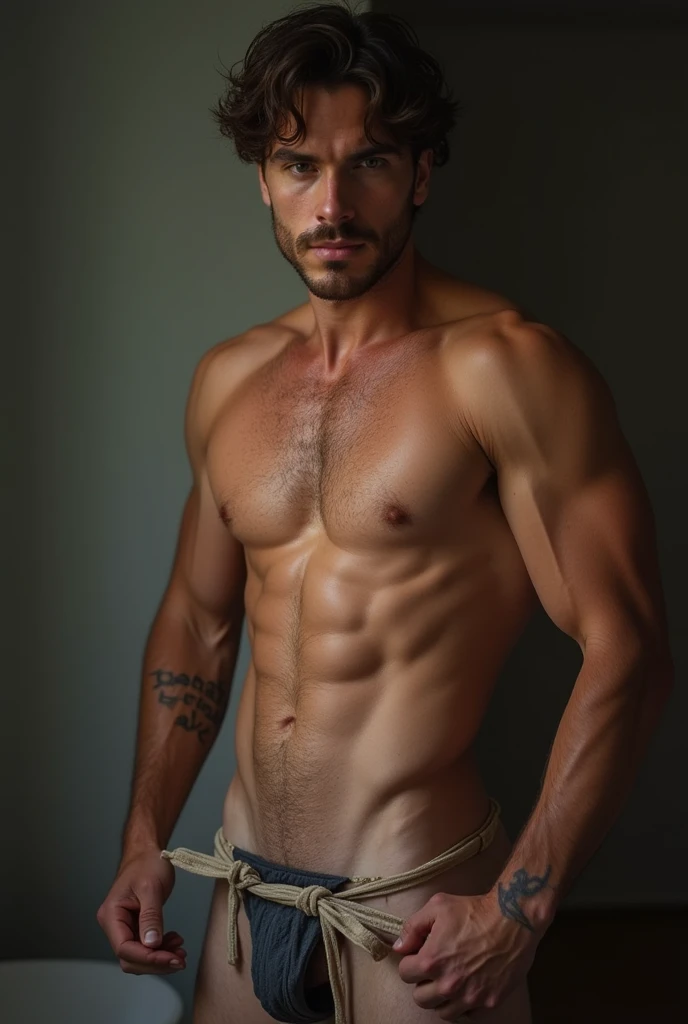 Hard naked Men dick, flowing with sperm and cum