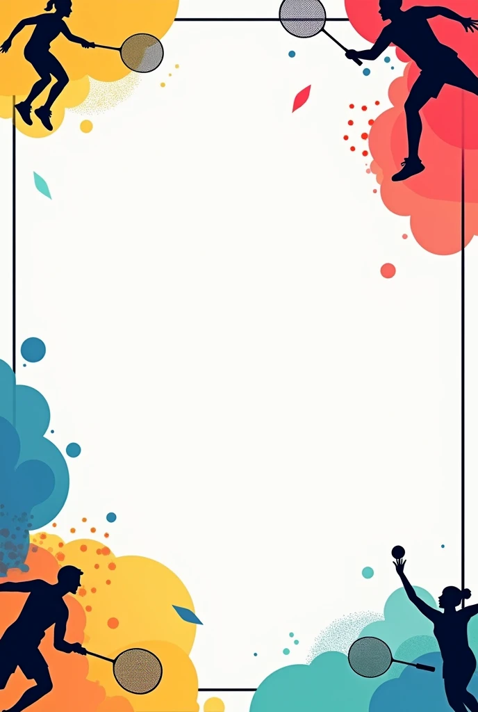 I wand a A4 sheet having blank space in center and its boder have "badminton racket, cock and player desgine" All in multi bright coloure