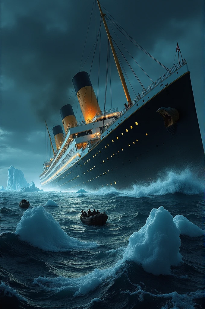 Titanic struck in iceberg