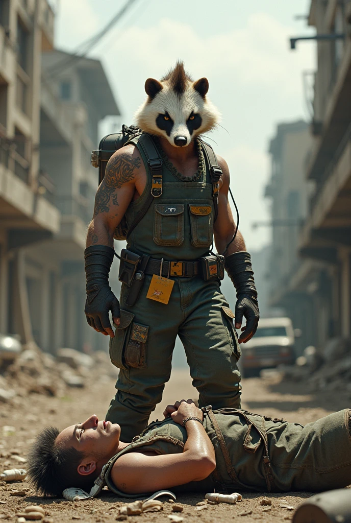 Badger humanoid mohawk paramedic Overalls apocalypse 