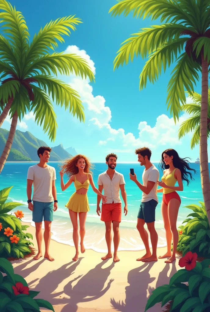 Happy people in paradise

