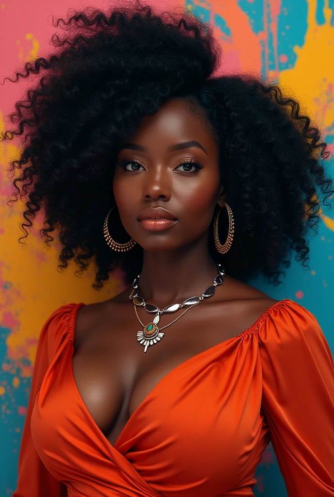 Mulher big body black, Vibrant colors best quality 8k UHD, Usa o FLUX: dev