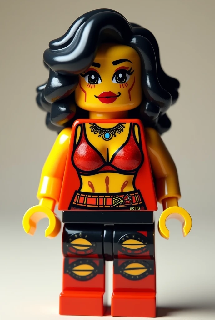 Make a lego of a sassy girl with a face of latina her clothes is sexy