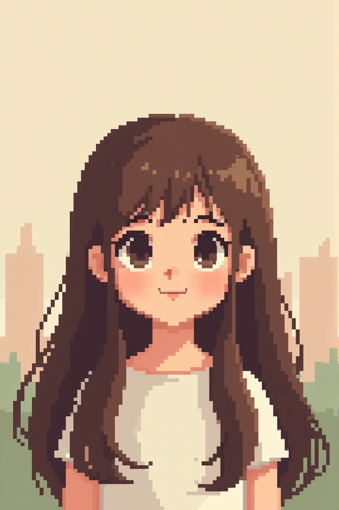 Create an 8bit style image of a girl. A must be a child, with long brown hair.