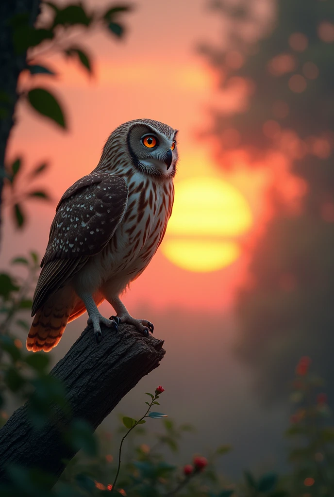 Owl watching sunrise