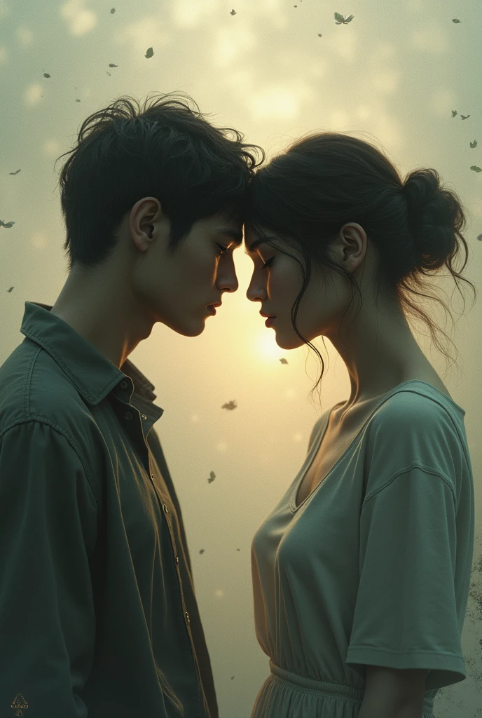 Audio visual image of a sad separated couple remembering the moments they had together