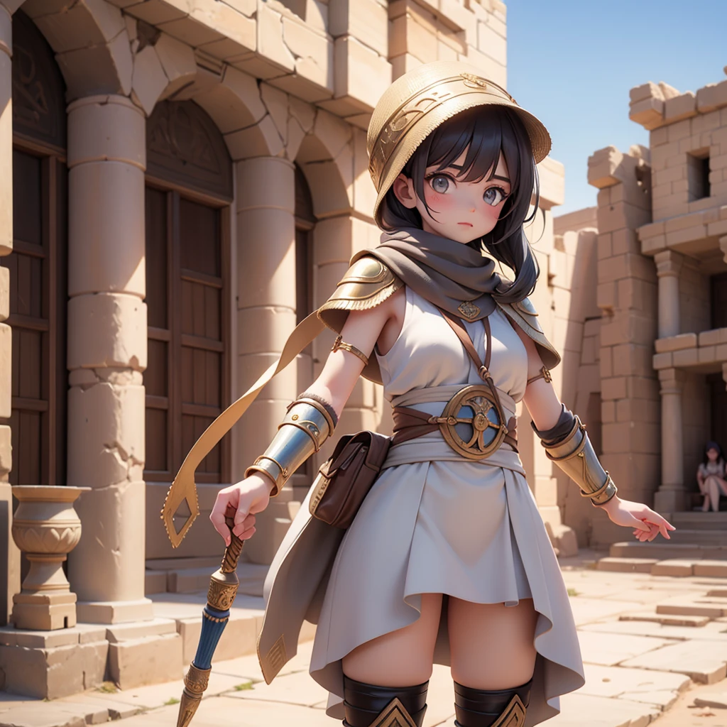 Ancient Mesopotamian girl warrior、Ancient Mesopotamian townscape