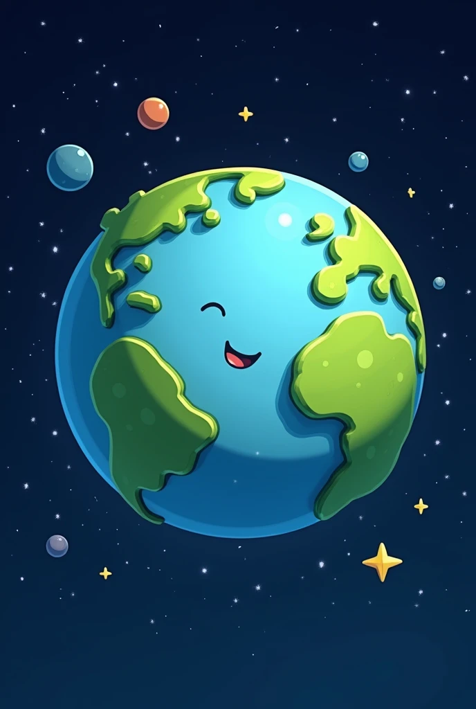 Create a cartoon-style planet earth without a face